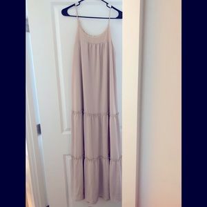 Ruffle trim long maternity maxi dress